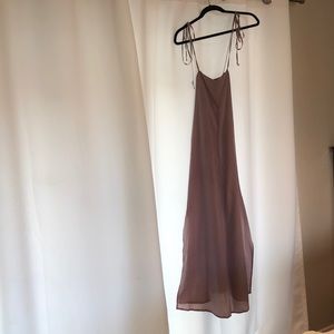 100% long silk dress.